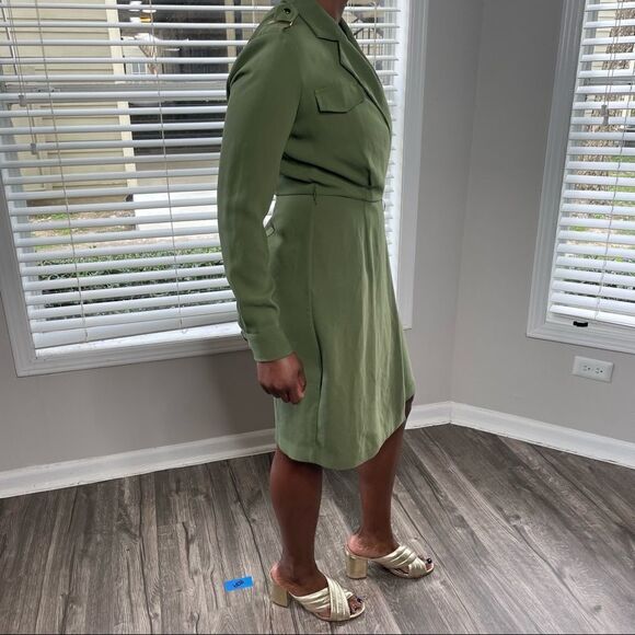 Calvin Klein CL Army Olive Green Wrap Dress with Gold epaulettes - Picture 14 of 16